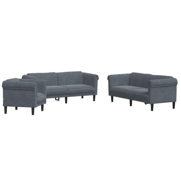 vidaXL Ensemble de canapés 3 Pièces gris foncé velours