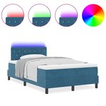 vidaXL Lit à ressorts avec Matelas & LED Bleu Nuit 120x190 cm en Velours