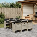 vidaXL Ensemble à manger de jardin et coussins 7 Pièces gris clair rotin