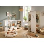 Meuble de rangement enfant - En bois blanc et chant bois - Avec étageres et penderie