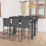 vidaXL Jeu de bar de jardin 7Pièces et coussins anthracite Résine tressée