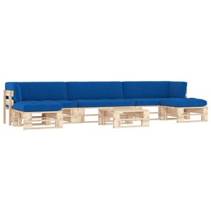 vidaXL Salon de jardin palette 6Pièces avec coussins Bois de pin imprégné