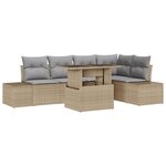 vidaXL Ensemble de canapé de jardin 6 pièces avec coussins beige en poly rotin