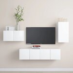 vidaXL Ensemble de meubles TV 4 Pièces Blanc Bois d'ingénierie