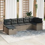 vidaXL Ensemble Canapé Jardin 7 pièces avec Coussins Gris Rattan Synthétique