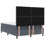 vidaXL Lit à Sommier avec Matelas & Banc Gris Foncé 160x200 cm Velours