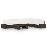 vidaXL Salon de jardin 7 Pièces avec coussins Marron Résine tressée