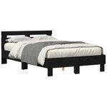 vidaXL Cadre de Lit Solide Chêne Noir Bois Massif 120 x 200 cm Durable