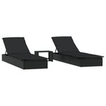 vidaXL Transats 2 Pièces avec table noir résine tressée