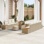 Ensemble de canapé de jardin 10 pièces coussins beige en rattan