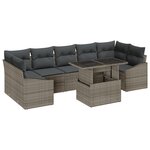 vidaXL Ensemble de canapé de jardin 8 pièces avec coussins gris en poly rattan