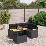 vidaXL Salon de jardin 5 Pièces avec coussins noir résine tressée