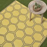 Tapis extérieur terrasse réversible - Tapis de jardin imperméable résistant UV - Nid d'abeille - Jaune - 180x120 cm - HOMESCAPES