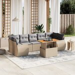 vidaXL Salon de jardin avec coussins 8 Pièces beige résine tressée