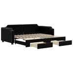 vidaXL Lit de jour avec gigogne et tiroirs sans matelas noir 90x200 cm