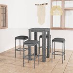 vidaXL Ensemble de bar de jardin 5 Pièces et coussins Résine tressée Gris