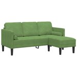 Canapé de jardin vidaXL avec banc et coussins en velours vert clair en L