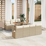 Ensemble de canapés de jardin 8 pièces avec coussins beige en rotin poly