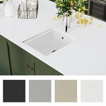 vidaXL Évier de cuisine avec trou de trop-plein Blanc Granit