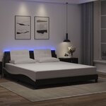 vidaXL Cadre de lit avec LED sans matelas noir et blanc 180x200 cm