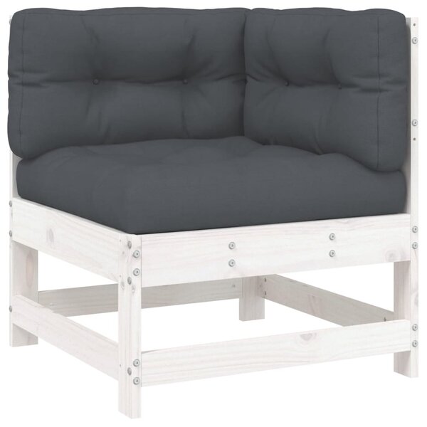 vidaXL Canapé d'angle avec coussins blanc bois de pin solide