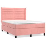 vidaXL Sommier à lattes de lit avec matelas Rose 140x200 cm Velours
