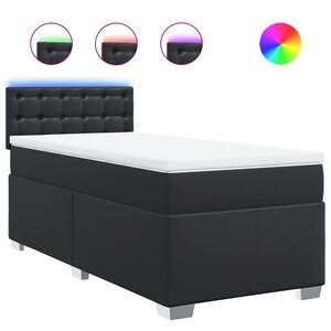 vidaXL Sommier à lattes de lit avec matelas Noir 100x200 cm Similicuir