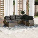 vidaXL Salon de jardin avec coussins 7 Pièces gris résine tressée