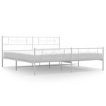 vidaXL Cadre de lit métal avec tête de lit/pied de lit blanc 193x203cm
