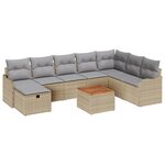 Ensemble de canapé de jardin vidaXL 9 pièces avec coussins beige en rotin synthétique