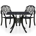 vidaXL Ensemble de bistro 3 Pièces Aluminium coulé Noir