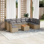 vidaXL Salon de jardin et coussins 10 Pièces mélange beige résine tressée