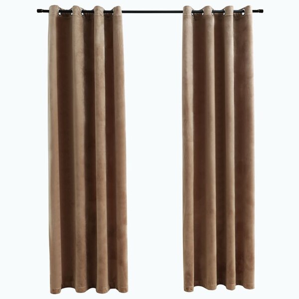 vidaXL Rideaux occultants avec anneaux 2 Pièces Velours Beige 140x245 cm