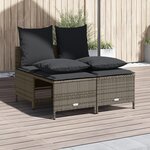 vidaXL Salon de jardin 4 Pièces avec coussins gris résine tressée
