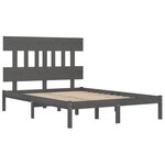 vidaXL Cadre de lit Gris Bois massif 135x190 cm Double