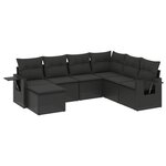 vidaXL Salon de jardin 7 Pièces avec coussins noir résine tressée
