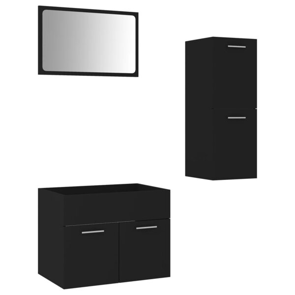 vidaXL Ensemble de meubles de salle de bain Noir Aggloméré