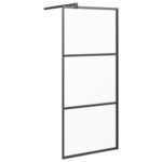 vidaXL Paroi de douche 90x195 cm Verre ESG dépoli Noir