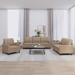 vidaXL Ensemble de canapés 3 Pièces avec coussins Cappuccino Similicuir