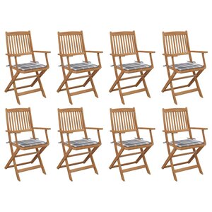vidaXL Chaises pliables d'extérieur avec coussins 8 Pièces Bois d'acacia