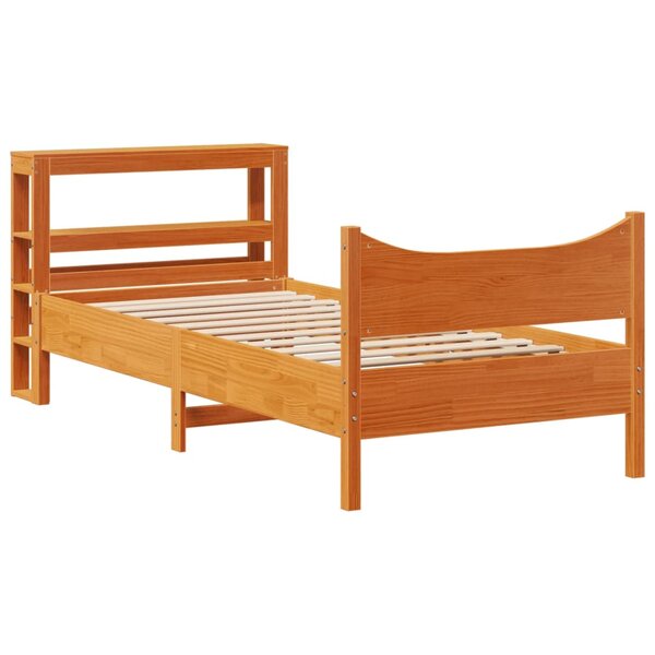 vidaXL Cadre de lit avec tête de lit cire marron 75x190 cm bois de pin