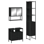 vidaXL Ensemble de meubles salle de bain 3 Pièces noir bois d'ingénierie