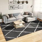 vidaXL Tapis shaggy à poils longs moderne noir et crème 240x340 cm