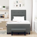 vidaXL Lit à ressorts avec Matelas & Banc Gris foncé 120x200 cm Tissu