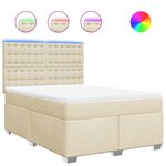 vidaXL Sommier à lattes de lit avec matelas Crème 160x200 cm Tissu