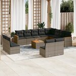 vidaXL Salon de jardin avec coussins 13 Pièces gris résine tressée