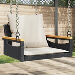 vidaXL Balancelle avec coussins noir 63x62x40 cm résine tressée