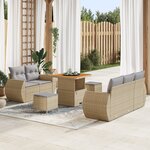 Ensemble Canapé Jardin 8 Pièces avec Coussins Beige Poly Rotin Acacia