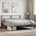 vidaXL Cadre de lit métal sans matelas avec tête de lit noir 140x190cm