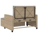 vidaXL Canapé de jardin avec coussins 2 places beige résine tressée